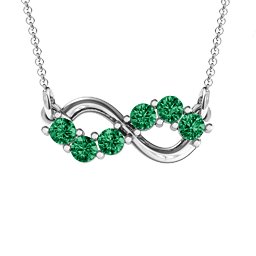 Horizontal Infinity Pendant with 6 Stones in 925 Sterling Silver with Emerald, Blue Sapphire, Smokey Quartz, Cubic Zirconia, Garnet, Ruby, and Peridot