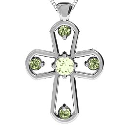 Flared Cross Pendant in 925 Sterling Silver with Peridot