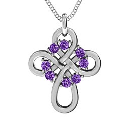 Contemporary Celtic Cross Pendant in 925 Sterling Silver with Amethyst