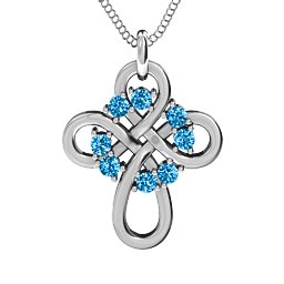 Contemporary Celtic Cross Pendant in 925 Sterling Silver with Blue Topaz