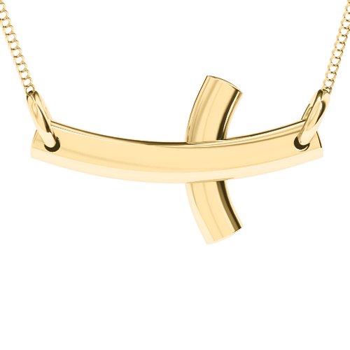 Modern Sideways Cross Pendant – 10K Yellow Gold