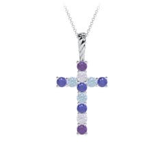 Classic Encrusted 3mm Round Cross Pendant