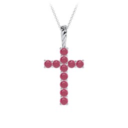 Classic Encrusted 3mm Round Cross Pendant