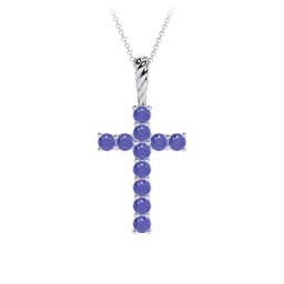 Classic Encrusted 3mm Round Cross Pendant