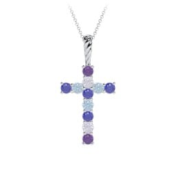 Classic Encrusted 3mm Round Cross Pendant