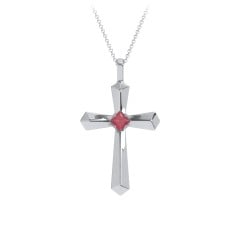 Flared Cross Pendant with Princess Stone