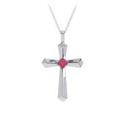 Flared Cross Pendant with Princess Stone