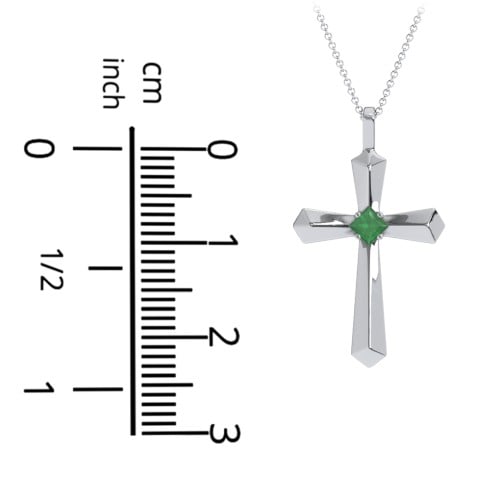 Flared Cross Pendant with Princess Stone