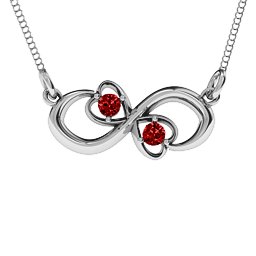 Two Hearts Infinity Pendant in 925 Sterling Silver with Garnet