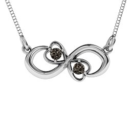 Two Hearts Infinity Pendant in 925 Sterling Silver with Smokey Quartz