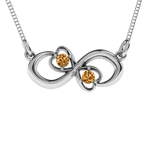 Two Hearts Infinity Pendant – Sterling Silver with Citrine