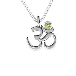 Om Yoga Pendant with 3mm Round Stone