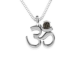 Om Yoga Pendant with 3mm Round Stone