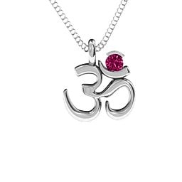 Om Yoga Pendant with 3mm Round Stone