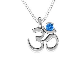 Om Yoga Pendant with 3mm Round Stone
