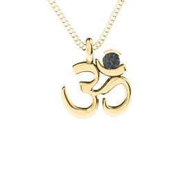 Om Yoga Pendant with 3mm Round Stone in 18K Gold Plated Silver with Alexandrite