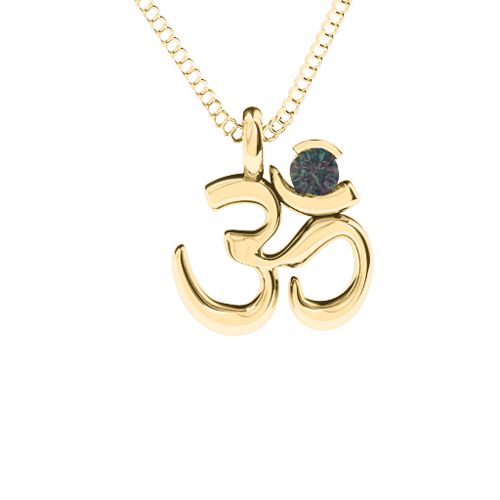 Om Yoga Pendant with 3mm Round Stone – 18K Gold Plated Silver with Alexandrite