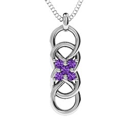Sisters Interlocked Infinity Pendant in 925 Sterling Silver with Amethyst