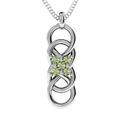 Sisters Interlocked Infinity Pendant – Sterling Silver with Peridot