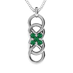 Sisters Interlocked Infinity Pendant in 925 Sterling Silver with Emerald
