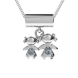 Sisters or Mother and Daughter Character Pendant in 925 Sterling Silver