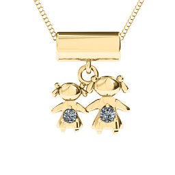 Sisters or Mother and Daughter Character Pendant in 10K Solid Yellow Gold