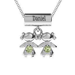 Sisters or Daughters Character Pendant in 925 Sterling Silver with Peridot