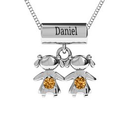 Sisters or Daughters Character Pendant in 925 Sterling Silver with Citrine