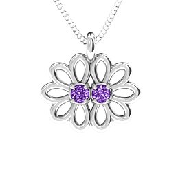 Sister's Flower Pendant in 925 Sterling Silver with Amethyst