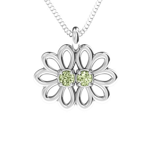 Sister's Flower Pendant – Sterling Silver with Peridot