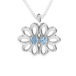 Sister's Flower Pendant in 925 Sterling Silver with Aquamarine