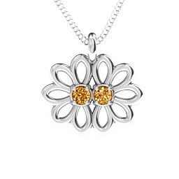 Sister's Flower Pendant in 925 Sterling Silver with Citrine