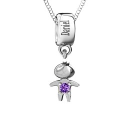 Happy Boy Pendant in 925 Sterling Silver with Amethyst