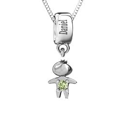 Happy Boy Pendant in 925 Sterling Silver with Peridot