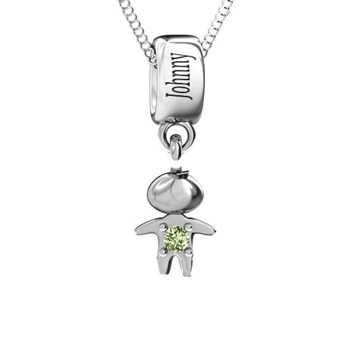 Happy Boy Pendant – Sterling Silver with Peridot