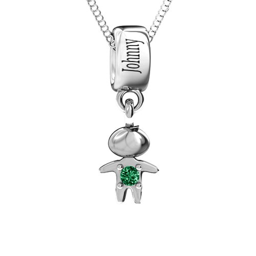 Happy Boy Pendant – Sterling Silver with Emerald