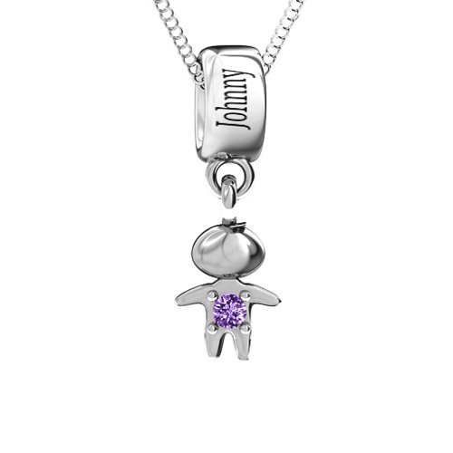Happy Boy Pendant – Sterling Silver with Amethyst