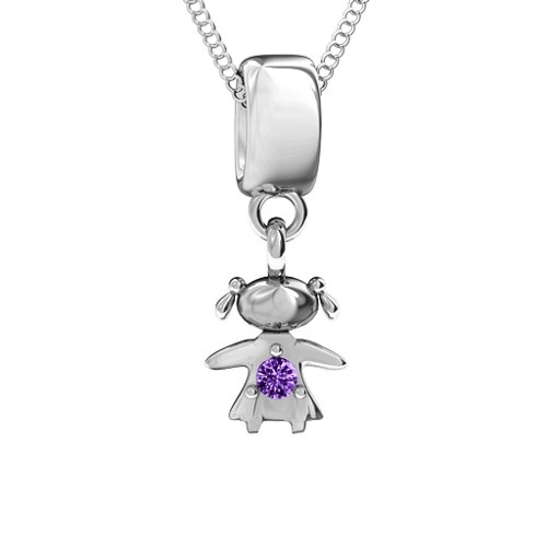 Happy Girl Pendant – Sterling Silver with Amethyst
