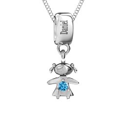 Happy Girl Pendant in 925 Sterling Silver with Blue Topaz
