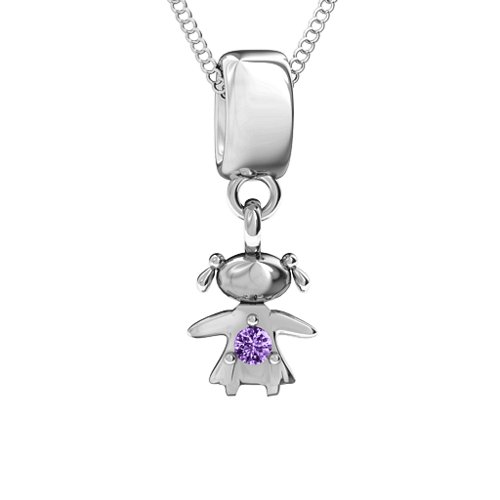 Happy Girl Pendant – Sterling Silver with Amethyst