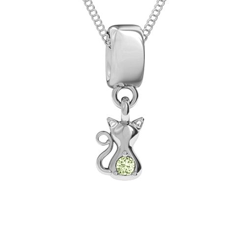 Happy Cat Pendant – Sterling Silver with Peridot