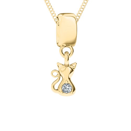 Happy Cat Pendant – 10K Yellow Gold with Cubic Zirconia