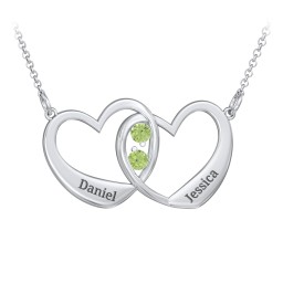 Merging Hearts Pendant in 925 Sterling Silver with Peridot