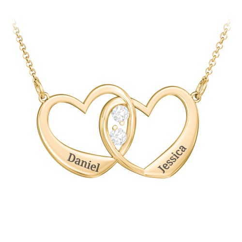 Merging Hearts Pendant – 10K Yellow Gold with Diamond