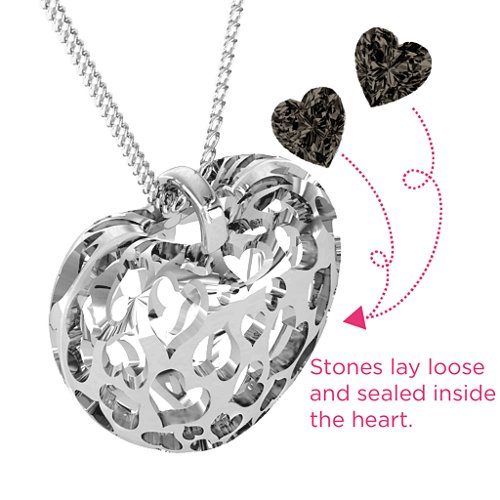 Caged Hearts Pendant With 2–6 Stones – Sterling Silver with Smokey Quartz
