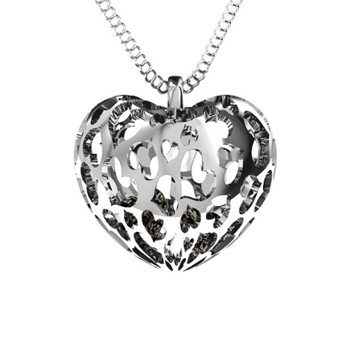 Caged Hearts Pendant With 2–6 Stones – Sterling Silver with Smokey Quartz