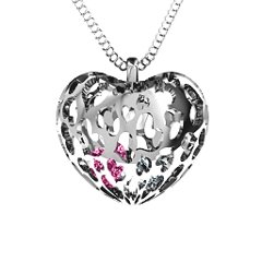 Caged Hearts Pendant With 2–6 Stones – 10K Yellow Gold with Pink Tourmaline and Cubic Zirconia