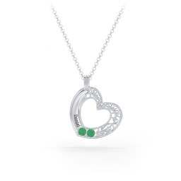Engravable Filigree Heart Pendant with Birthstones