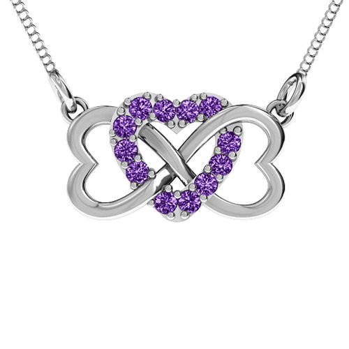 Triple Heart Infinity Pendant – Sterling Silver with Amethyst
