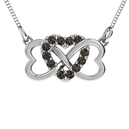 Triple Heart Infinity Pendant in 925 Sterling Silver with Smokey Quartz
